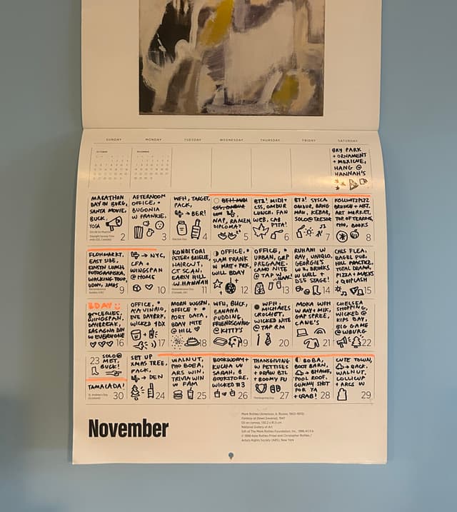 mark rothko calendar