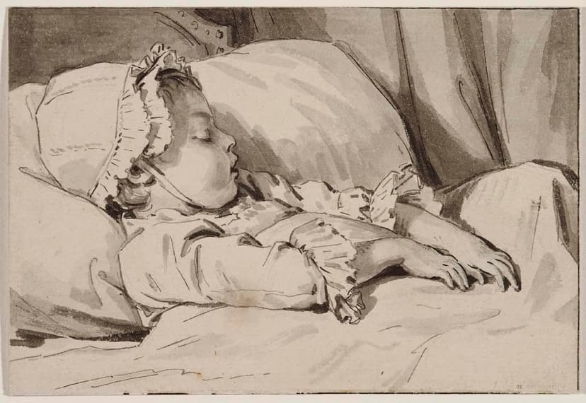 The Artist's Daughter Asleep Facing Right, Jean-Michel Moreau le Jeune, 1770
