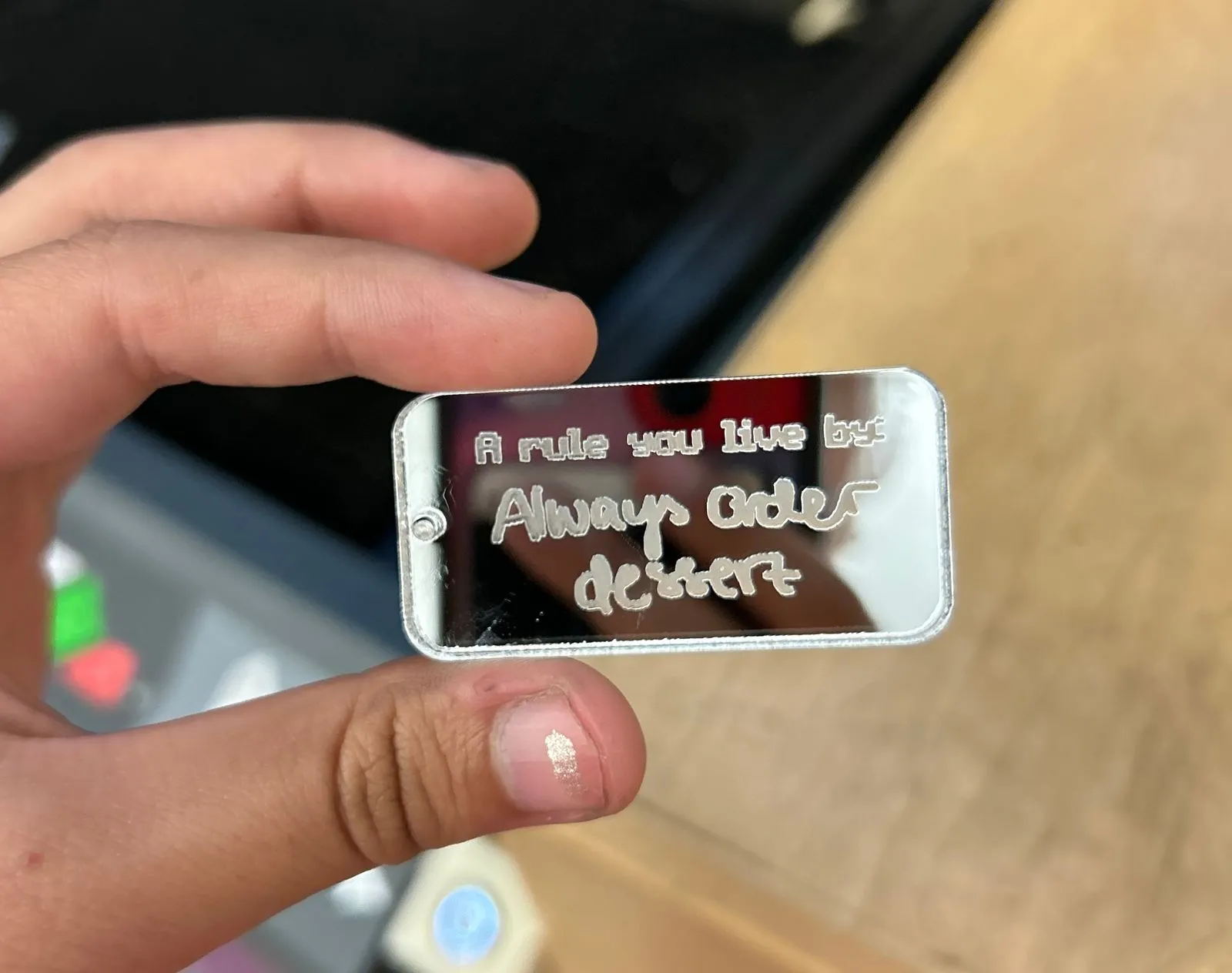 single keychain with quote