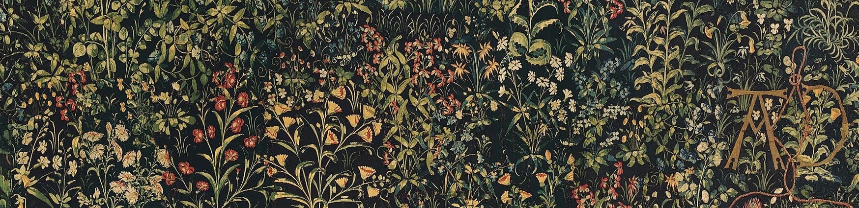 background of the unicorn in captivity showing hundreds of detailed flowers